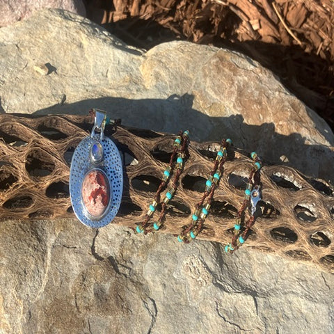 Mexican Fire Opal-Ethopian Opal on Hand-Beaded Chain