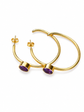 Gemstone Wavy Hoop Earrings