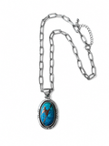 Copper Blue Pendant on Paperclip Chain