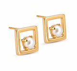 Captive Pearl Square Post Earrings