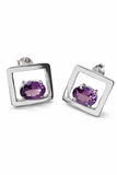 Floating Gemstone Square Earrings