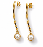 Curved Stone Dangle Post Earrings