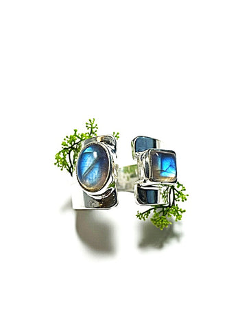 Glass Titanium Double Stone Ring