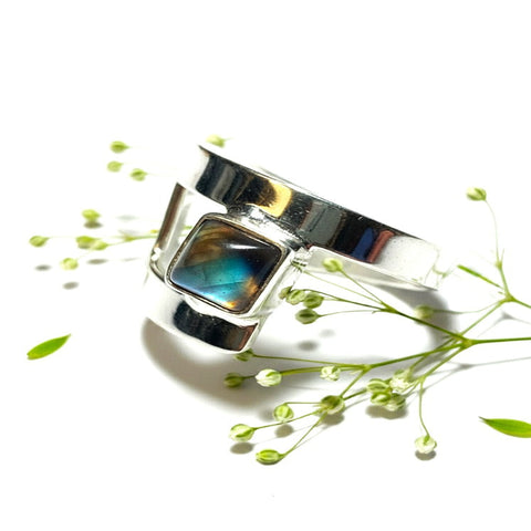 Glass Titanium Open Square Ring