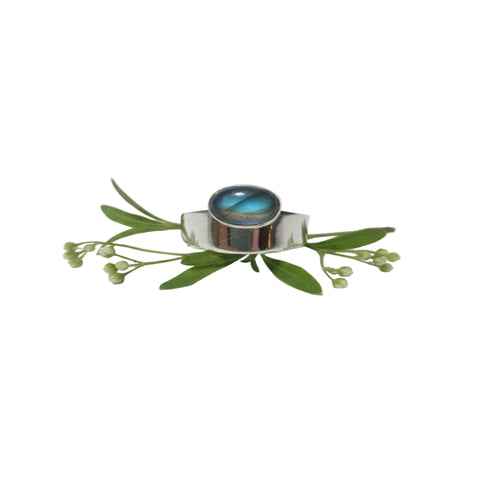 Glass Titanium Raised Stone Ring