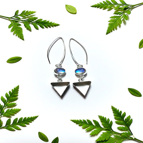 Glass Titanium Triangle Long Wire Earrings