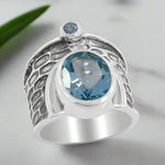 Blue Topaz Textured Ring