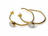 Gemstone Wavy Hoop Earrings