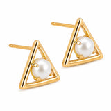 Captive Pearl Triangle Post Earrings