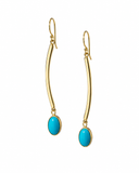 Curved Stone Dangle Post Earrings