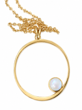 Gemstone Wavy Hoop Necklace