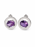 Floating Gemstone Round Earrings