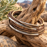 Leather Wrap and Silver Tube Bracelet