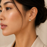 Captive Pearl Triangle Post Earrings