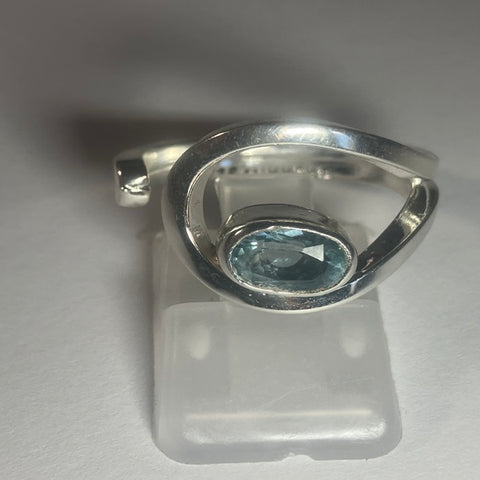 Free Form High Polished With Blue Topaz Gemstone Ring