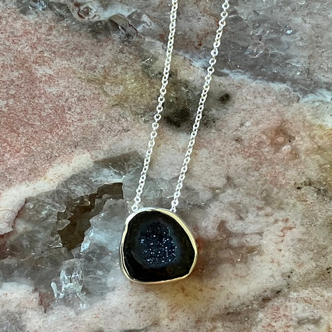 Black Geode Slider Necklace