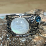 Moonstone (Rainbow) and Blue Topaz Ring