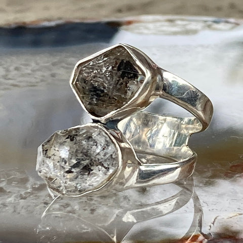 Herkimer Diamond Two Stone Ring