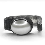 Pearl Oxidized Open Style Ring