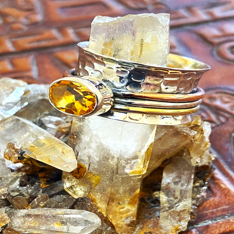 Citrine with Copper Spin Ring