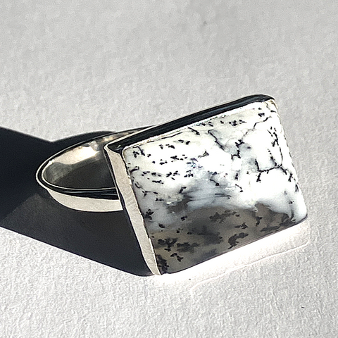 Dendritic Opal Square Ring