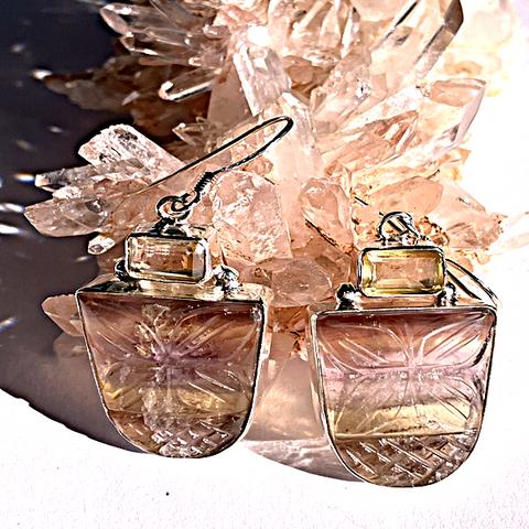 Fluorite and Citrine Earrings