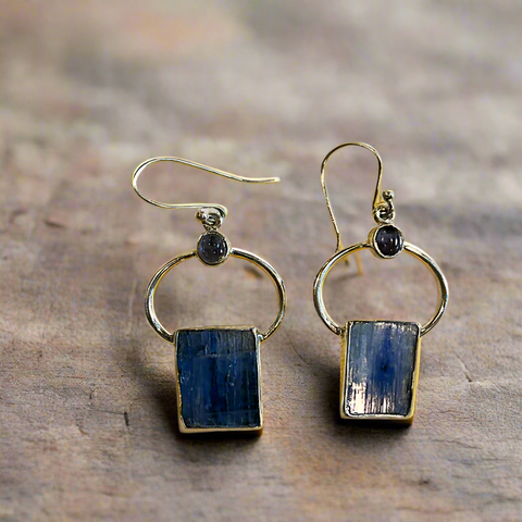 Blue Kyanite Sliced Earrings