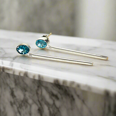 Blue Topaz Stick Post Earrings