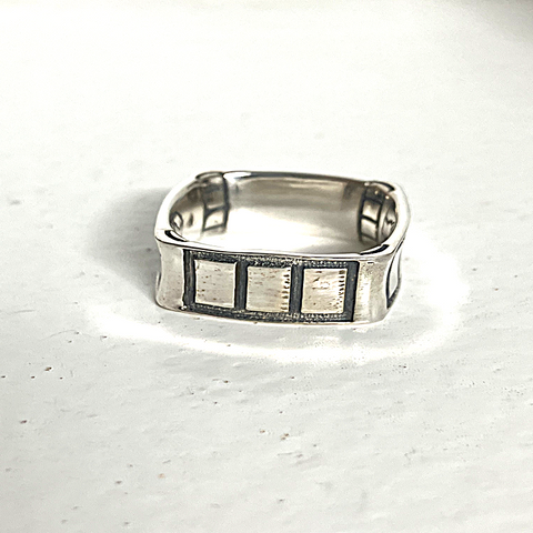 Silver Textured Square Band