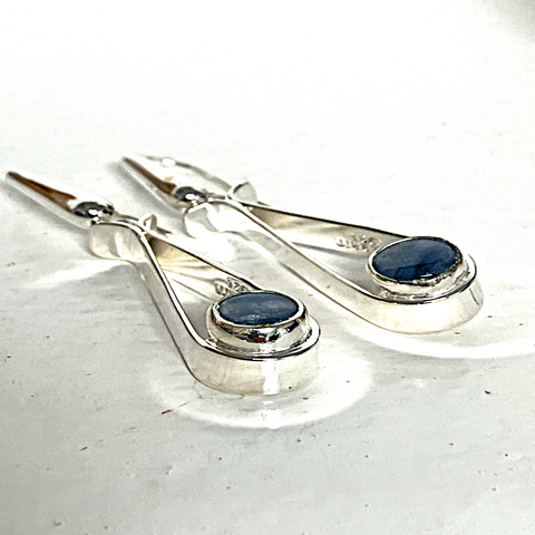 Blue Kyanite Polished Drop Earrings