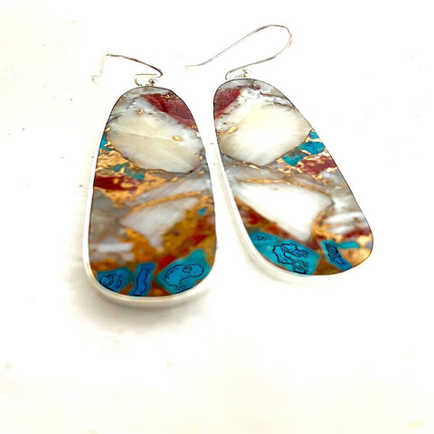 Chocolate Spiny Oyster Turquoise Earrings