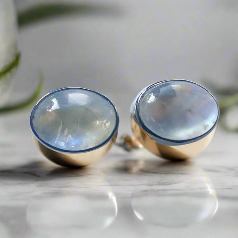 Moonstone (Rainbow) Stud Earrings