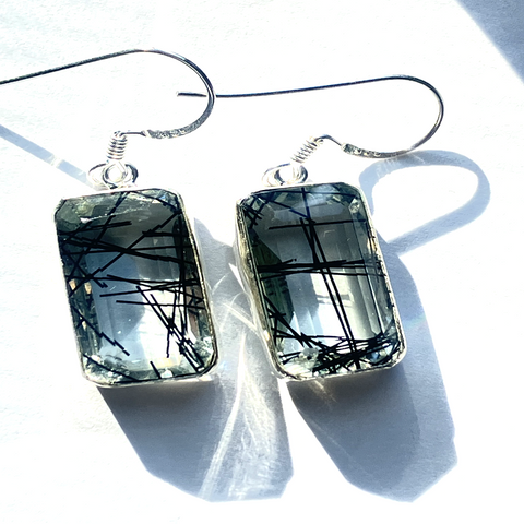 Black Rutilated Quartz Earrings