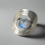 Blue Fire Moonstone Oval Ring