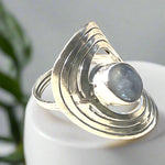 Blue Fire Moonstone Oval Ring