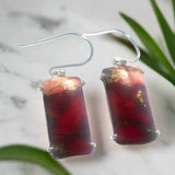 Red Rose Dahlia Earrings