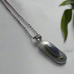 Charoite Textured Pendant on Handwoven Chain Necklace