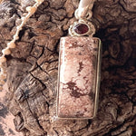 Wild Horse Jasper and Garnet on Hand-Woven Beaded Necklace