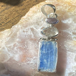 Blue Kyanite and Hekimer Sliced Pendant