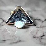 Pearl Oxidized Angle Cut Ring
