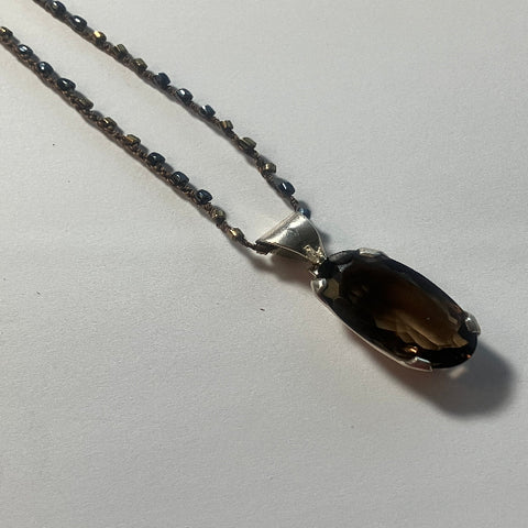 Smoky Quartz on Handwoven Chain