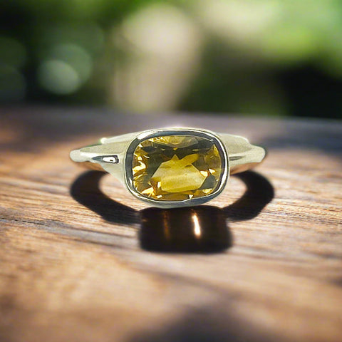 Citrine Square Minimalist Ring