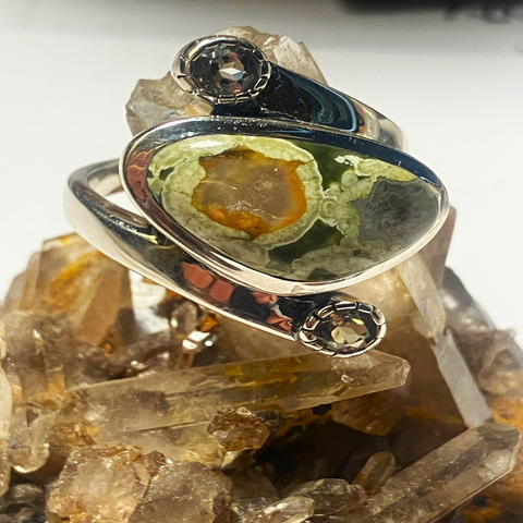 Rain Forest Jasper and Green Amethyst Ring