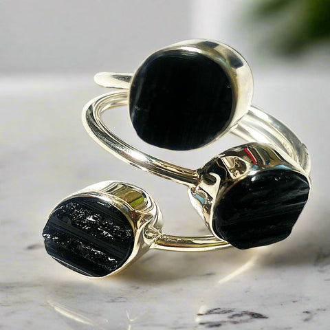 Shungite Three Stone Ring
