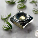 Square Textured Gemstone Ring