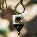 Smoky Quartz, Mother of Pearl on Quartz Chain
