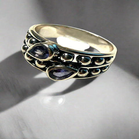 Iolite on Ball Band Ring