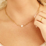 Paperclip Necklace with Pearl