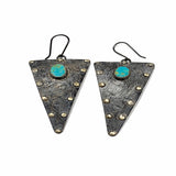 Turquoise Studded Triangle Earrings