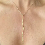 Wavy Gold Branch Brass Hammered Necklace